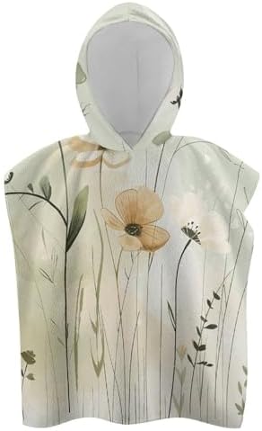 Kids Hooded Beach Towel with Delicate Flower Print