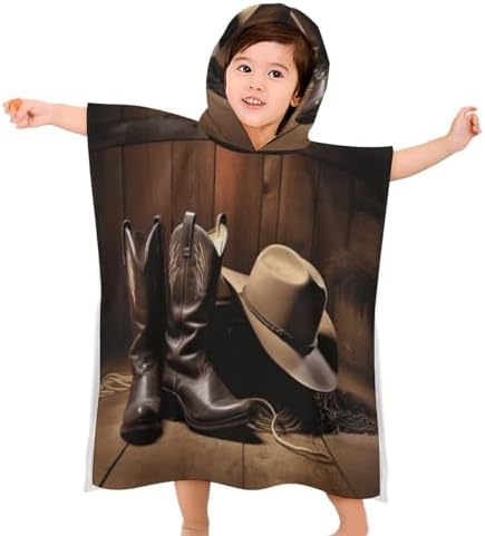 Kids Hooded Towel with Cowboy Print