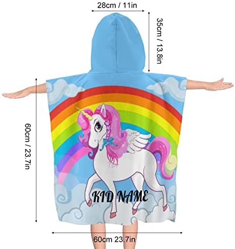 Custom Kids Beach Towel with Hood Rainbow Galaxy Unicorn Personalized