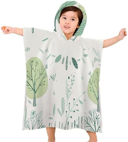 Kids Hooded Bath Towel with Leaves Print