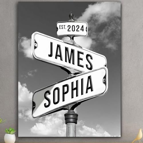 Personalized Couples Street Sign Canvas With Names