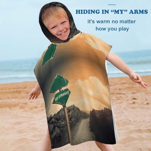 Kids Hooded Beach Towel with Road Print