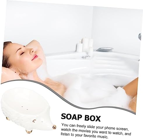 Cute Ceramic Hedgehog Soap Dish Bathroom Accessory Holder