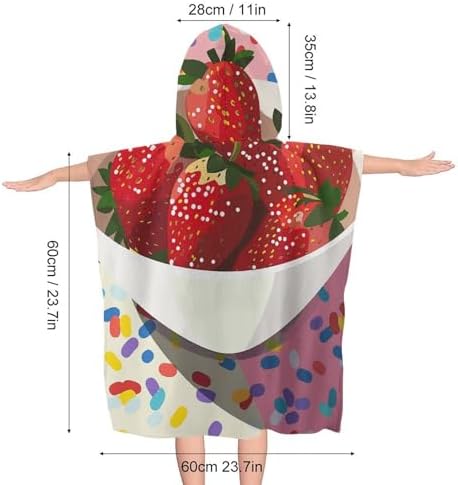 YTDRZ Kids Hooded Bath Towel with Strawberries Design