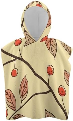 Kids Hooded Beach Towel with Brown Line Design