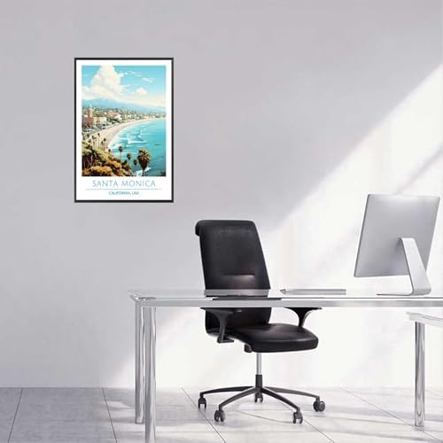 Santa Monica Coast Framed Poster 24x36in