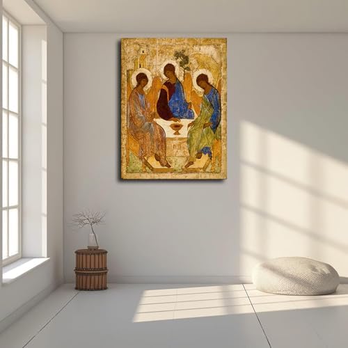 Holy Trinity Painting Poster Canvas Wall Art Framed 12x16 Inch