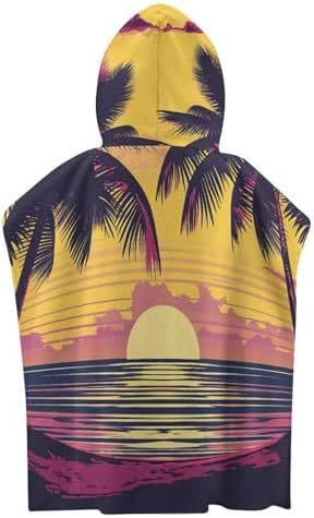 Kids Bath Towel with Sunset Design Hooded Beach Towel for Boys Girls