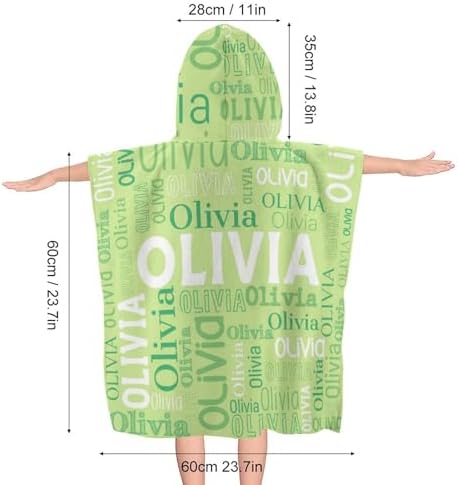 Husguciy Personalized Hooded Bath Towel for Kids Light Green