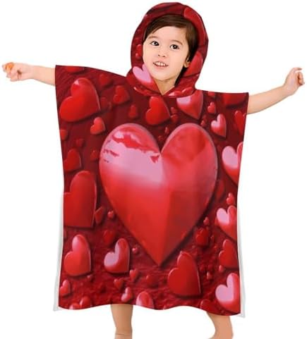 Kids Hooded Towel with Love Print