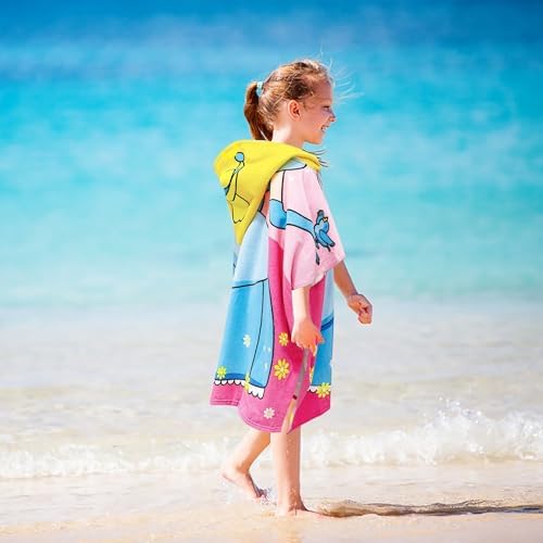 Kids Hooded Beach Towel Princess Poncho for Girls 3-8 Years Old