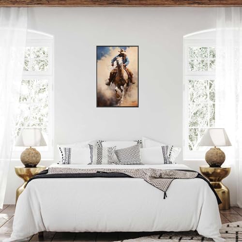 Vintage Western Cowboy Poster 12x16in Framed