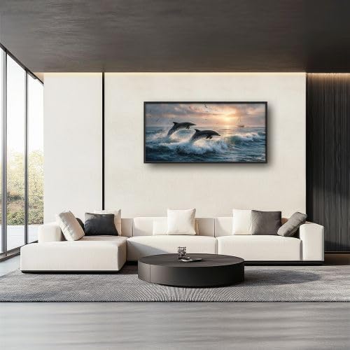 Lunavix 30x60 Ocean Canvas Wall Art Dolphin Decor