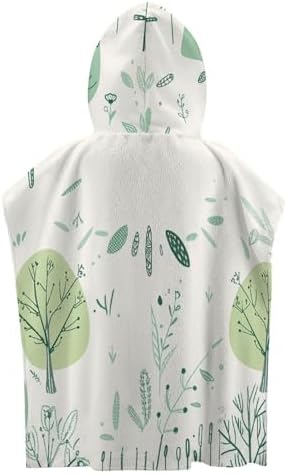 Kids Hooded Bath Towel with Leaves Print