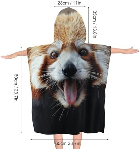 Kids Hooded Bath Towel with Sticking Out Tongue Print