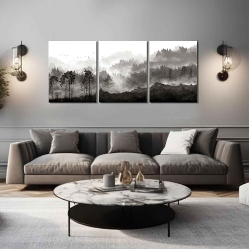 YJYart Misty Forest Wall Decor 3 Piece 12x16