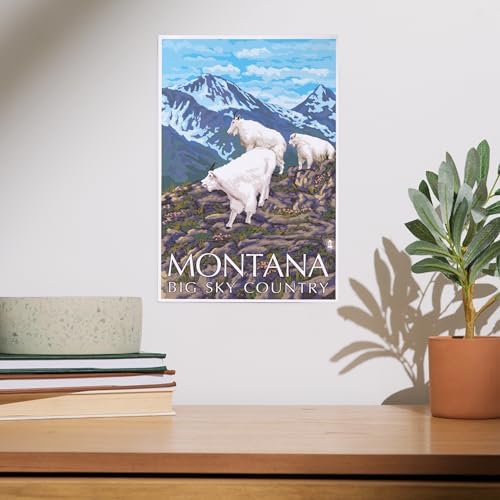 Lantern Press 8x12 Art Print Montana Big Sky Country Mountain Goats