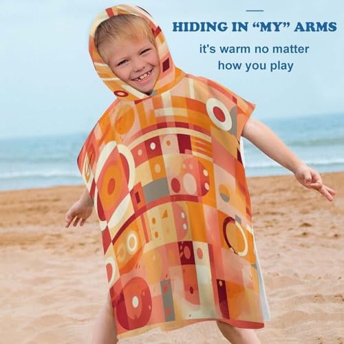 Kids Hooded Beach Towel with Yellow and Cream Print