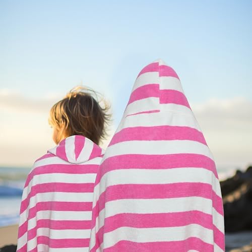 Original Kids Hooded Bath Towel Wrap - 30x60 Cabana Stripe Pink