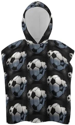 Kids Soccer Ball Printed Hooded Bath Towel