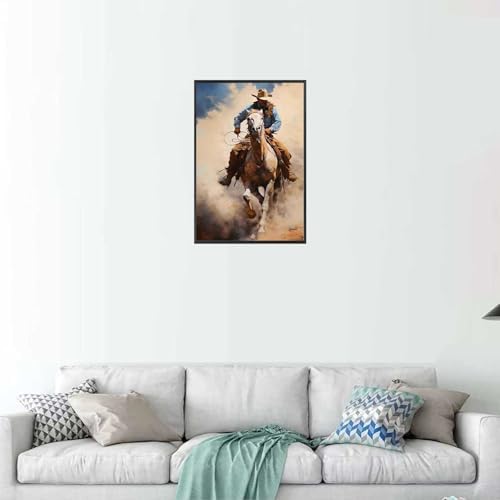 Vintage Western Cowboy Poster 12x16in Framed