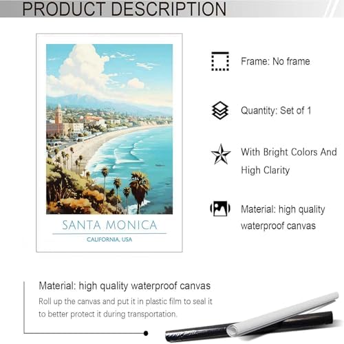 Santa Monica Coast Poster 24x36in Unframed