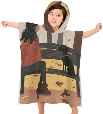 Kids Hooded Bath Towel with Park Bench Print