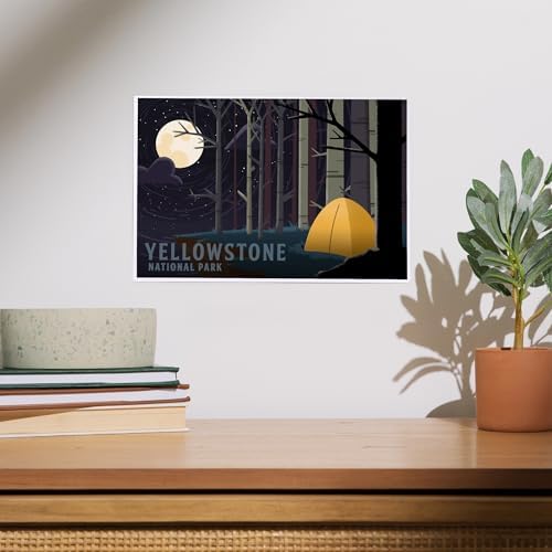Lantern Press 8x12 Art Print Yellowstone Park Camping by Cliffside