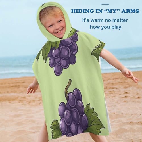 YTDRZ Kids Hooded Bath Towel with Grapes Print