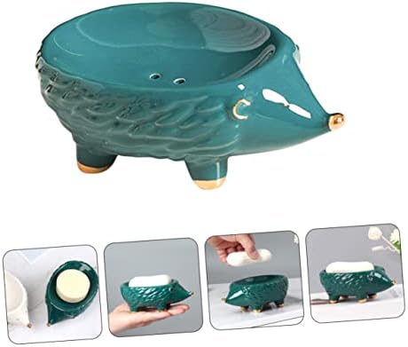 Healifty Ceramic Hedgehog Soap Holder with Drainage