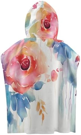 Watercolor Floral Kids Hooded Beach Towel