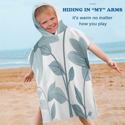 Kids Hooded Bath Towel with Blue Daisies