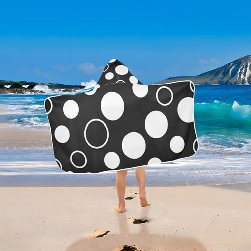 CHIFIGNO Kids Hooded Pool Towel with Polka Dots