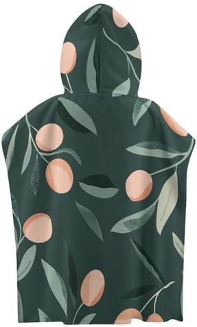 Kids Bath Towel with Hood Olive Leaves Print
