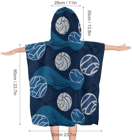 Kids Bath Towel with Blue Volleyball Print