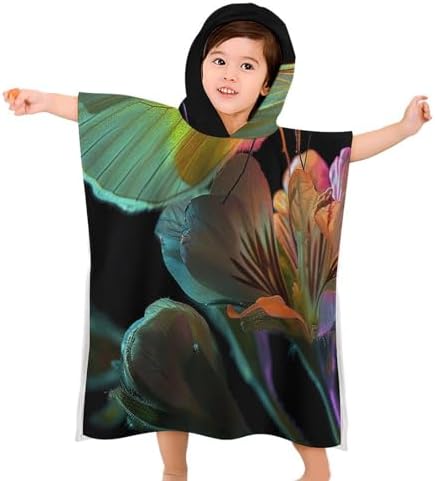Kids Butterfly On Flower Printed Hooded Bath Towel