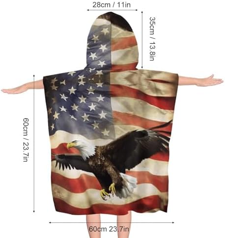 Kids Hooded Beach Towel with Eagle Print