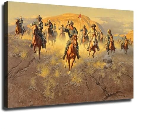 Buffalo Soldiers Framed Canvas Wall Art Poster