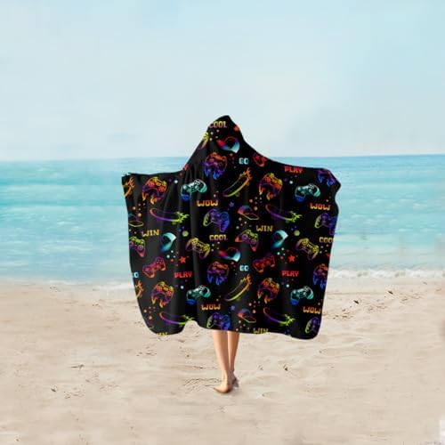 Sleepwish Kids Neon Gamer Beach Towel with Hood