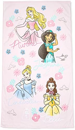Jay Franco Disney Princess Bath Towel with Cinderella Belle Jasmine and Aurora