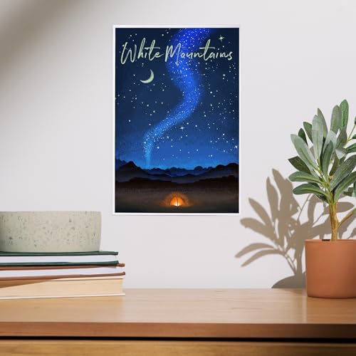 Lantern Press 8x12 Art Print White Mountains Camping Scene
