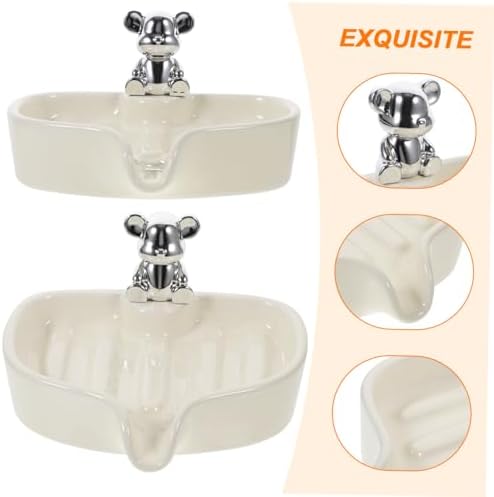 Bear Soap Holder Ceramic Draining Tray for Bathroom