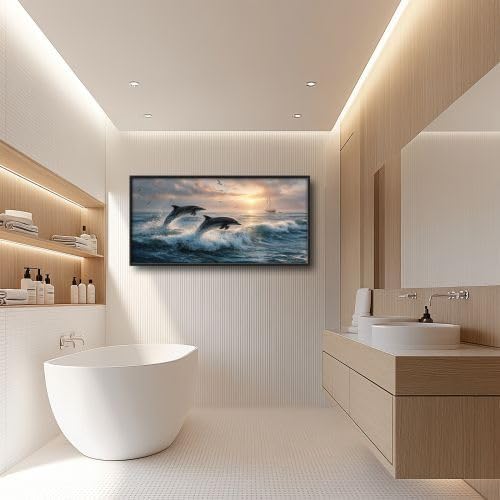 Lunavix 30x60 Ocean Canvas Wall Art Dolphin Decor