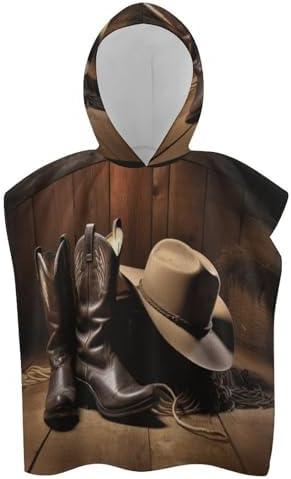 Kids Hooded Towel with Cowboy Print