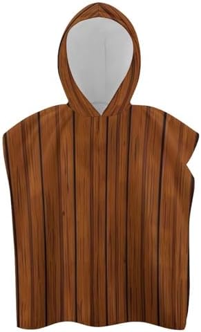 Kids Hooded Beach Towel with Brown Wood Pattern