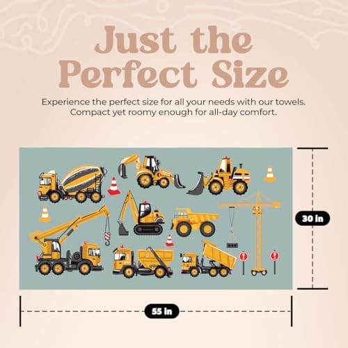 Khelo Kids Bath Towels Construction Trucks Cotton Towel for Boys Girls Baby