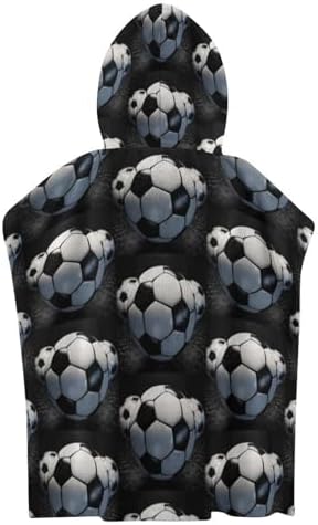 Kids Soccer Ball Printed Hooded Bath Towel