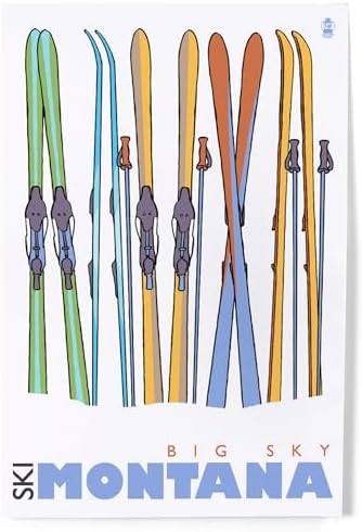 Lantern Press 8x12 Art Print Skis in Snow Big Sky Montana