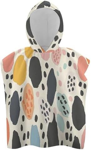 Kids Hooded Bath Towel with Dots and Circles