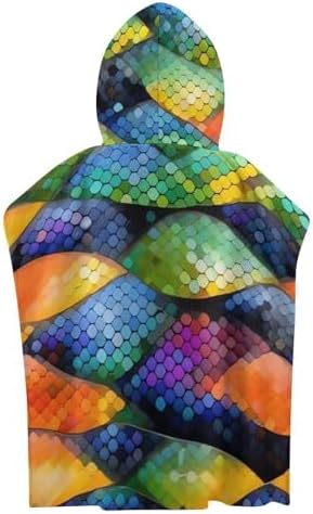 Kids Bath Towel with Hood Rainbow Fish Design